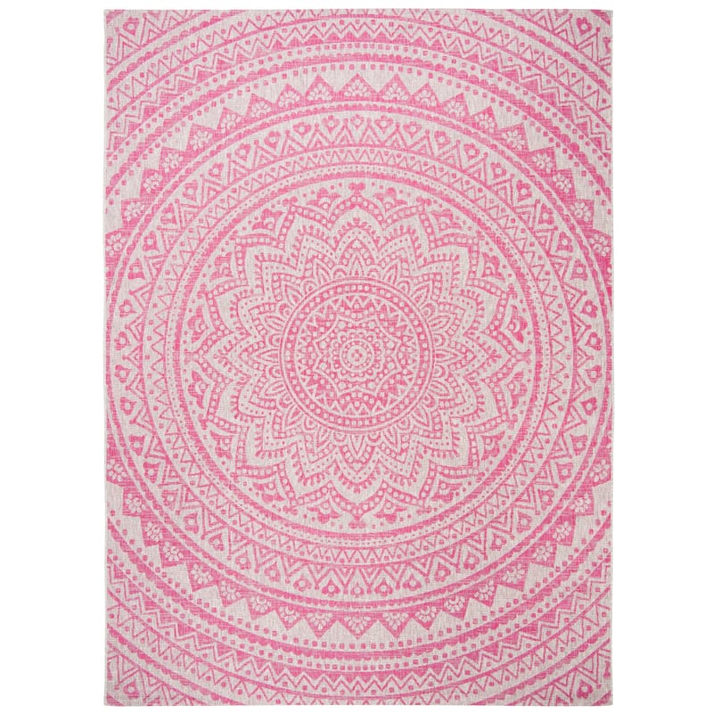 SAFAVIEH Courtyard Fran Mandala Indoor/ Outdoor Waterproof Patio Backyard Rug