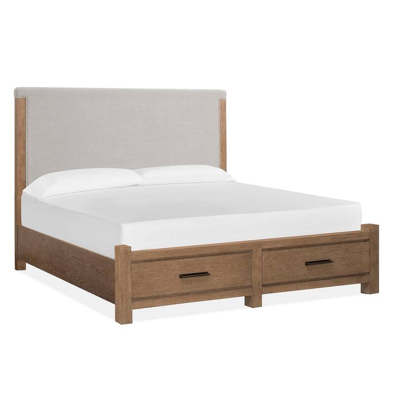 Magnussen Home Plum Creek Sierra Brown Upholstered Panel Storage Bed - King