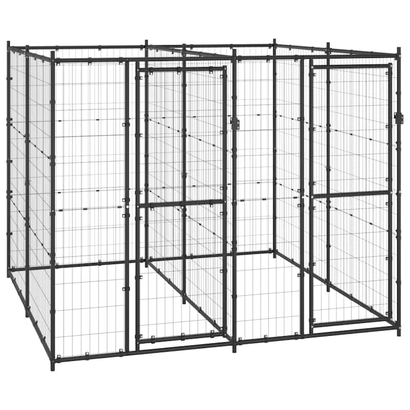 vidaXL Outdoor Dog Pen Pet Crate Kennel Cage Playpen House for Yard Steel