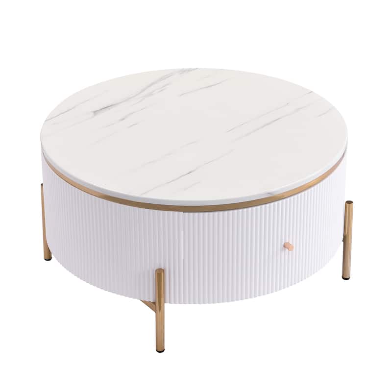 Modern Round Coffee Table with 2 large Drawers
