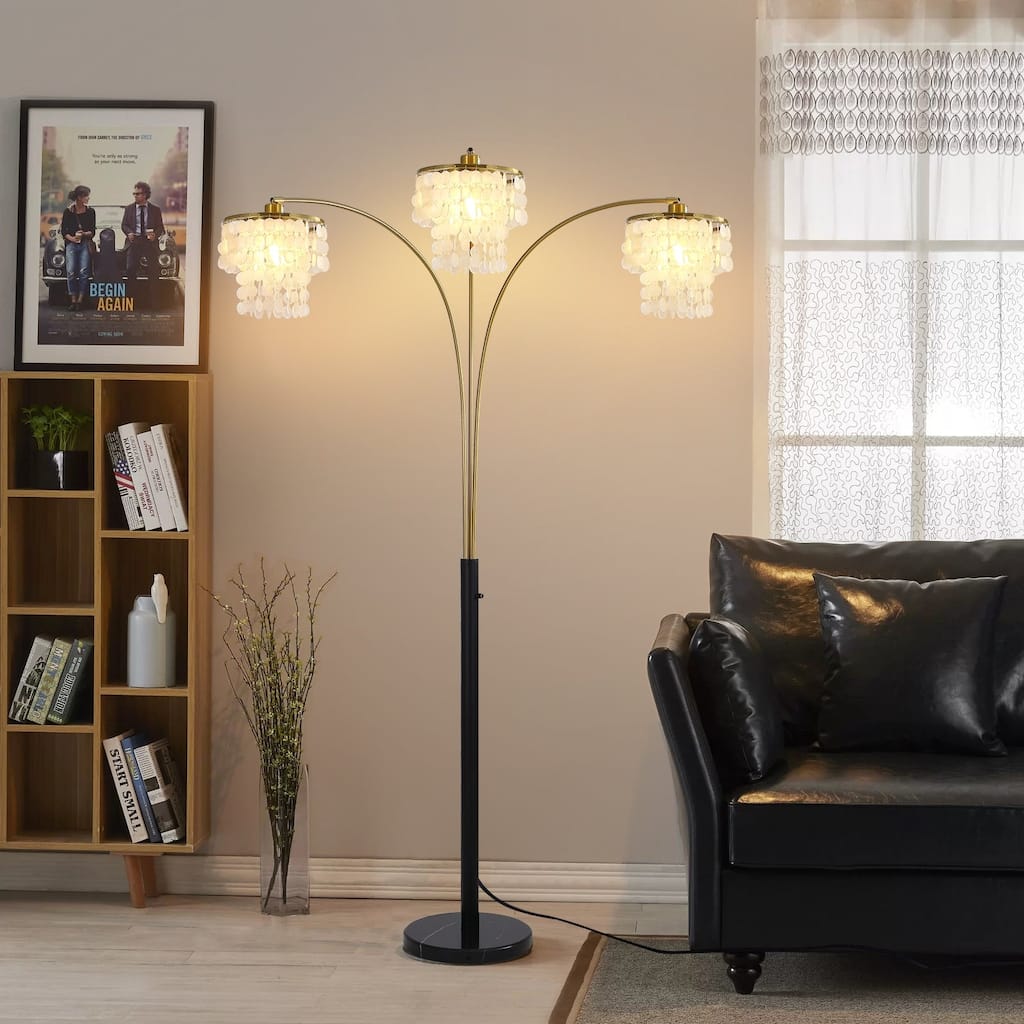 Brio 90" 3-Light Modern Gold Arc Floor Lamp - 90