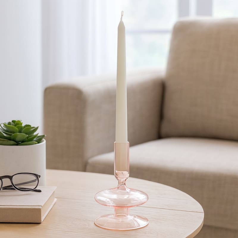 Sculptural Glass Candle Holder with Rounded Accent Base - Modern Tabletop Candle Holder for Any Room