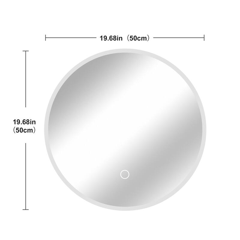 23" x 23" Round Wall-mounted Vanity Light Mirror with Adjustable LED