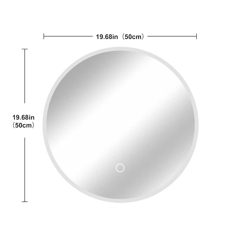 Round LED Bathroom Mirror - Wall-Mounted, Adjustable Color Temperature, Dimming - Silver
