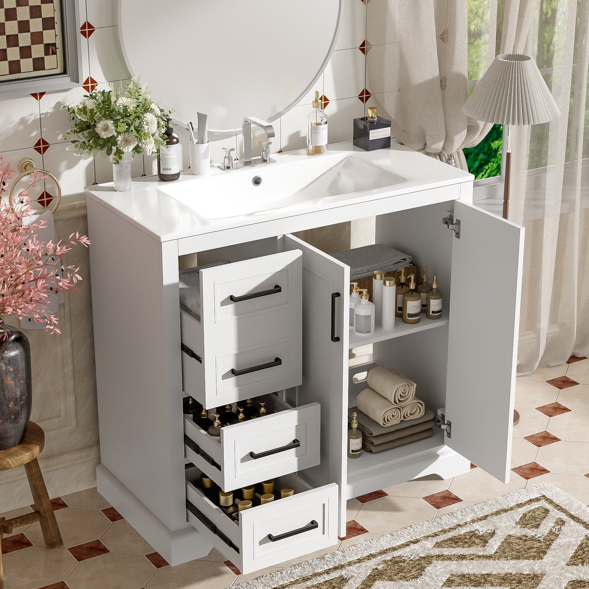 36-Inch Modern Bathroom Vanity with Ceramic Sink