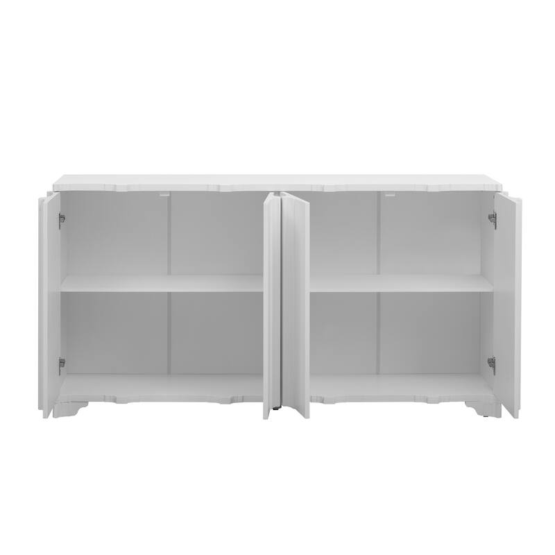 4-Door Sideboard Adorned with Intricate Linear Accents