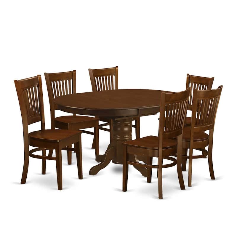 Kitchen Table Set with Chairs - Boho Dining Room Set - Asian Hardwood Table & 6 Ladderback Chairs