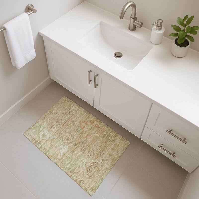 Premium Washable Super Soft Boho Global Mayfield Rug - Salmon - 1'8" x 2'6"