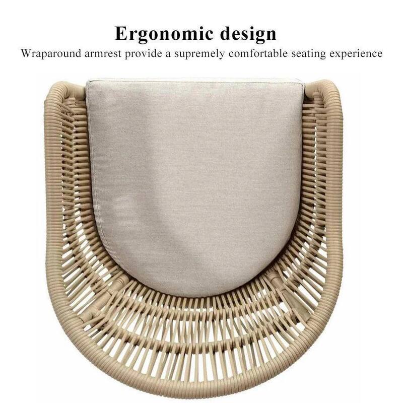 PURPLE LEAF Modern Rattan Bar Stools Set of 2 with Cushion and Back Counter Stools