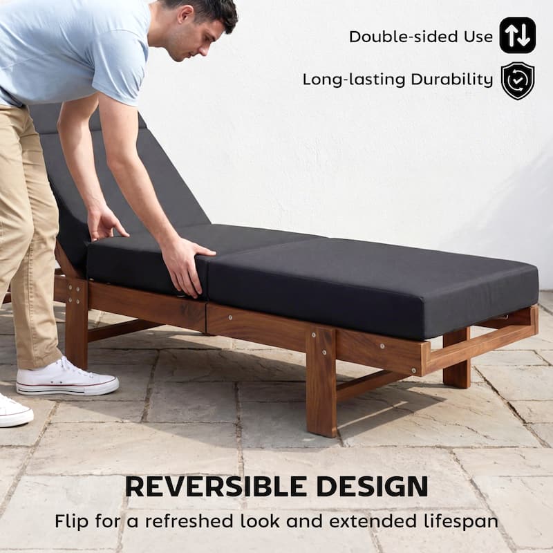 Outsunny Chaise Lounge Cushion, 4" Thick Outdoor Lounge Chair Cushion with Non-Slip Ties