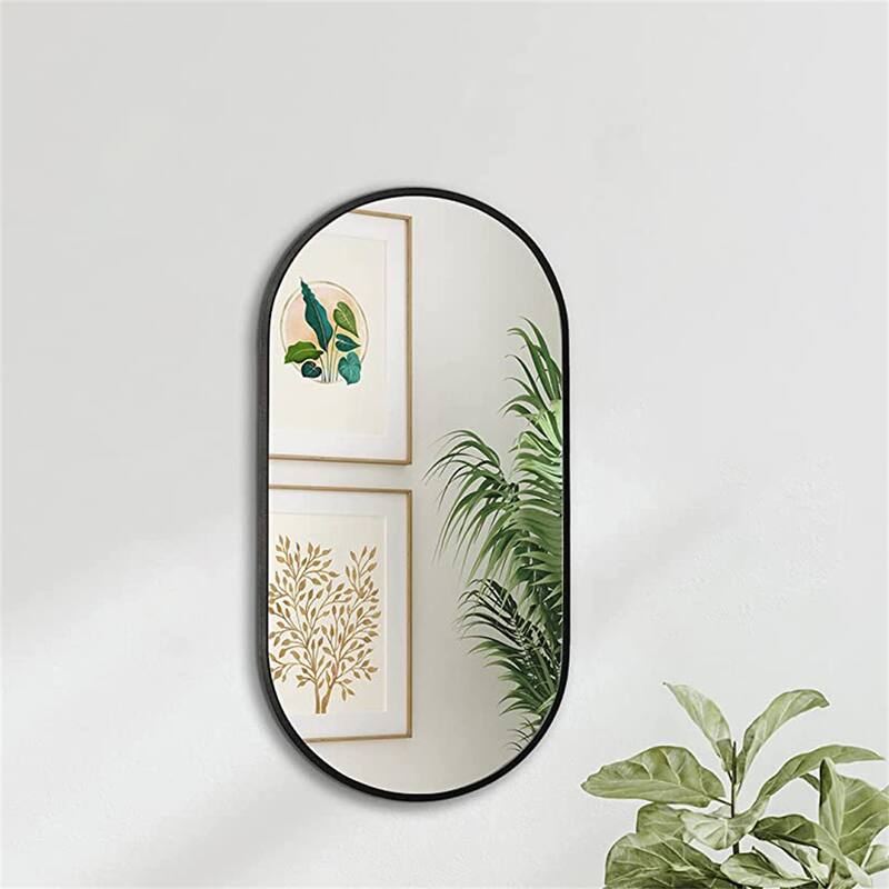 20"x 33" Metal Oval Mirror with Reinforced Hooks and Screws