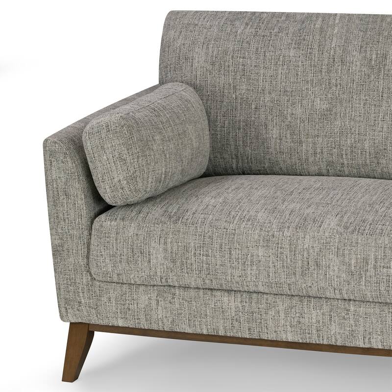 Birre Black and Ivory Blend Chenille Tweed Fabric Sofa with Walnut Legs