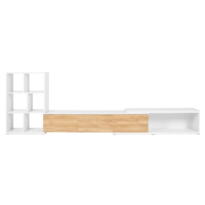 Extendable TV Stand with 3 Tier Bookshelves