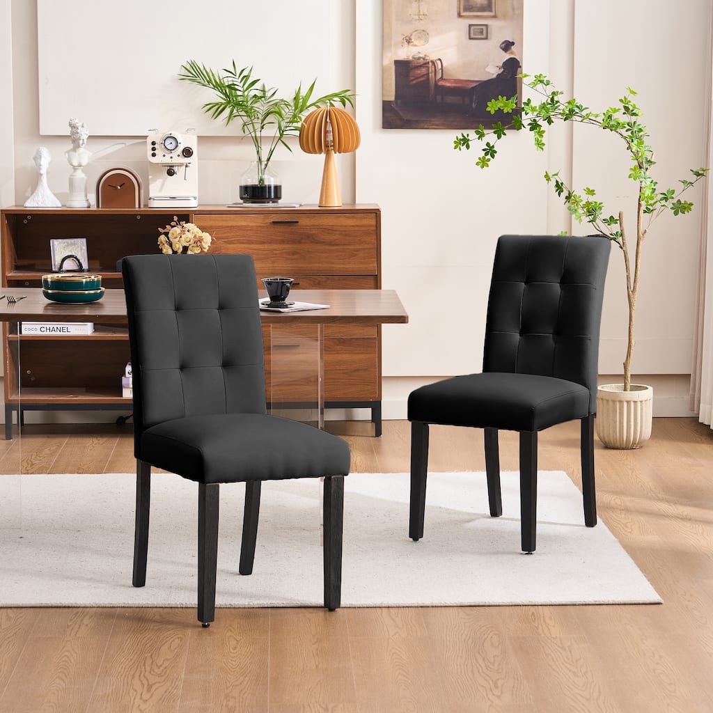 Faux Leather Tufted Upholstered Dining Chairs Set of 2 - 17.5"W x 23"D x 36.5"H