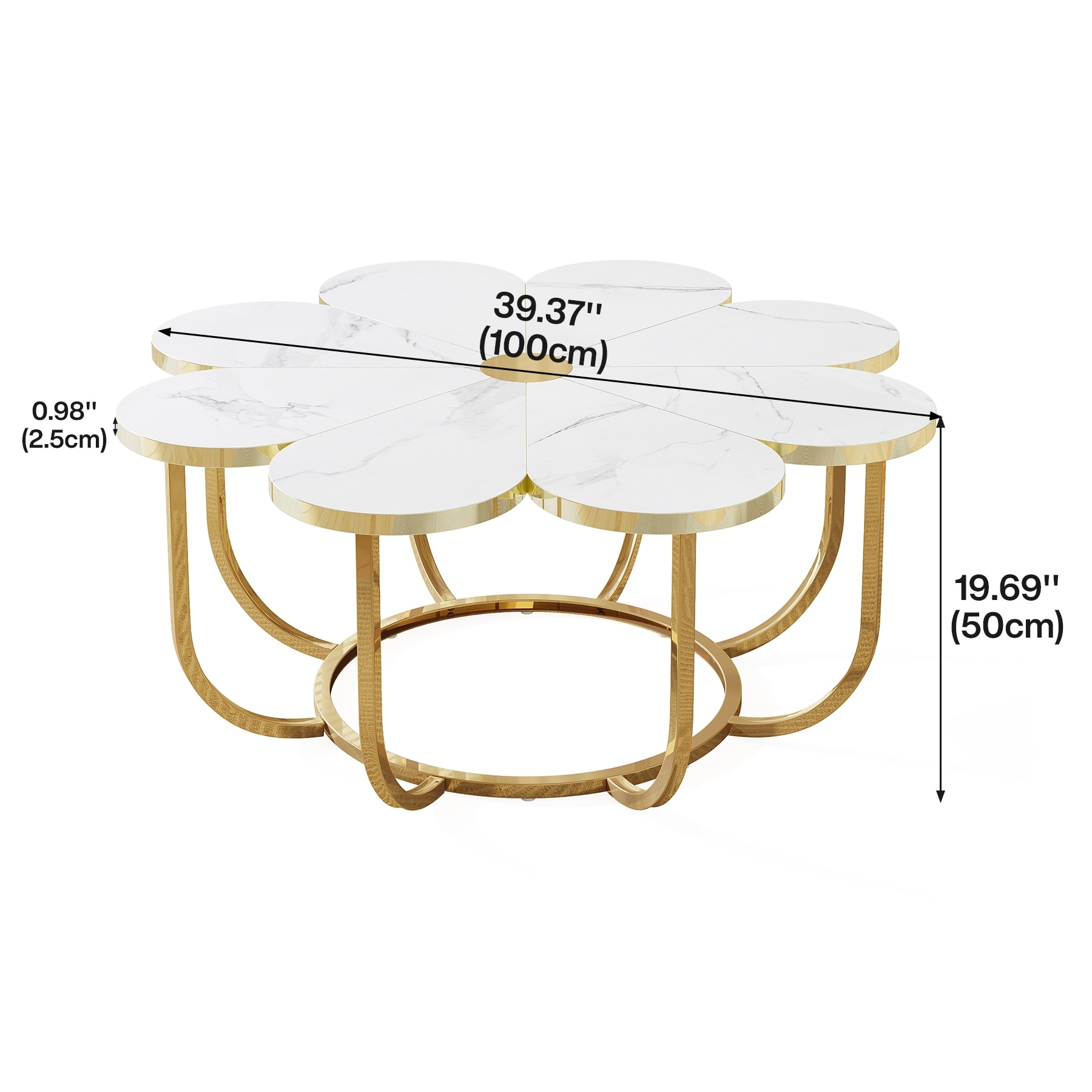 39.37-inch Modern Flower-Shaped Coffee Accent Table for Living