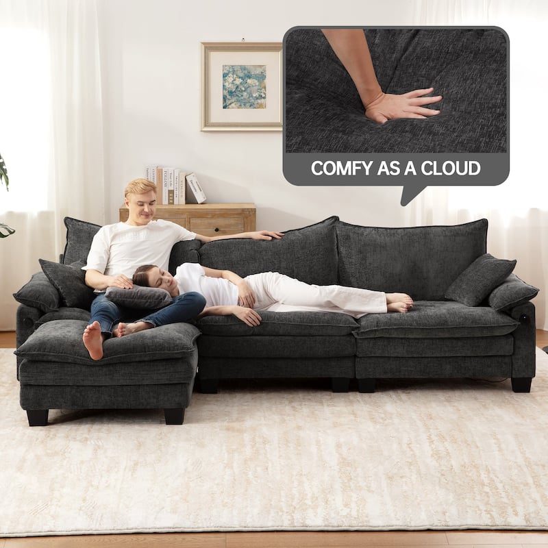 Living Room Furniture Sets, Modular Sectional Sofa Set with Ottoman for Living Room, Convertible Sofa Couch
