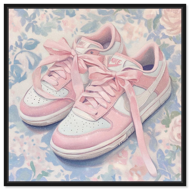 Gentle Ribbon Sneakers Canvas by Art Remedy - Black - 12" x 12"