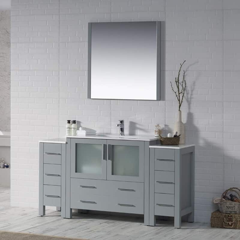 Blossom Sydney 60 Inch Solid Wood Double Sink Vanity with Side Cabinet