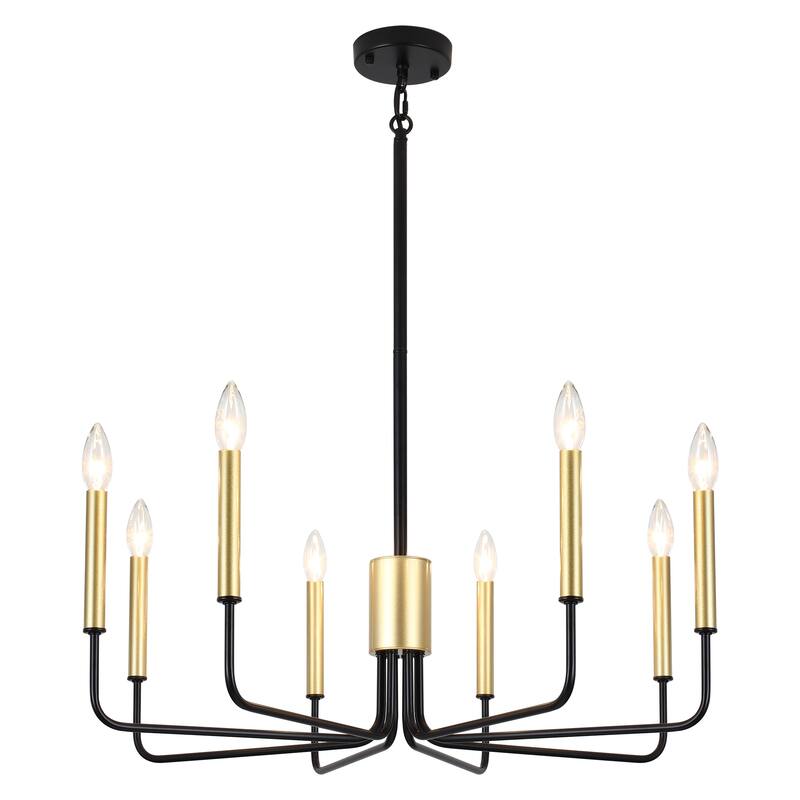 8 - Light Candle Style Chandelier Farmhouse Light Fixture for Kitchen Island Bedroom Entryway - N/A