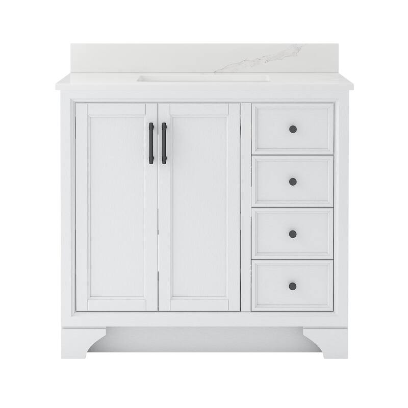 CRAFT + MAIN LCVT3722D-QCB1 Lanagan 36" Free Standing Single Basin - White