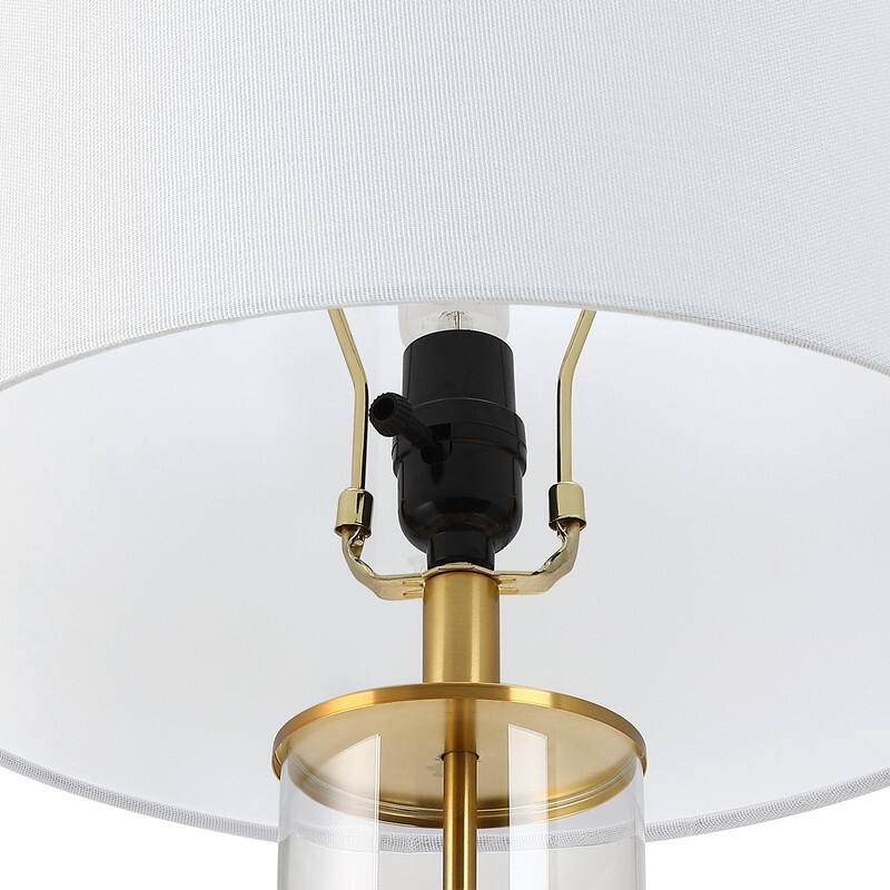 3-Way USB Table Lamp Set of 2 with White Shades - 25.5 in. H