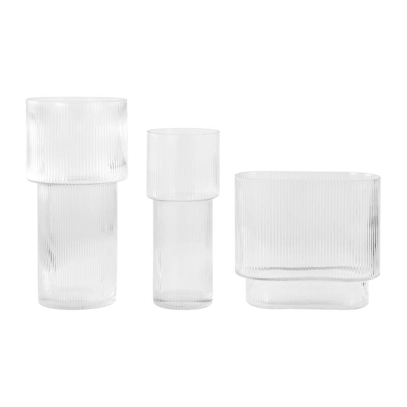SAFAVIEH Home Ceva Clear Fluted Glass Vase Set of 3