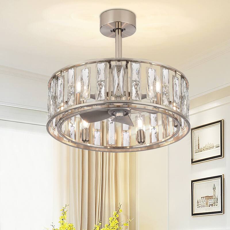 20-In Nickel Caged Ceiling Fan with Light Remote(5-Blade)