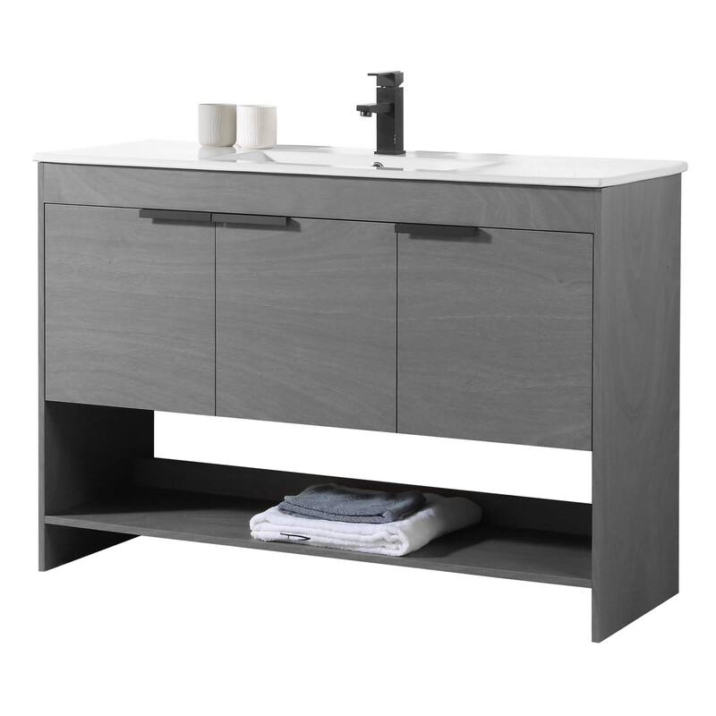 Fine Fixtures Phoenix Bathroom Vanity with Sink - Full Assembly Required - 48 Inch - Classic Grey