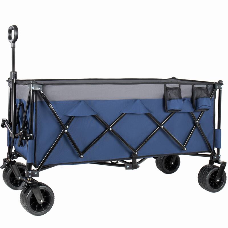51"Extended Heavy-Duty Foldable Utility Wagon,480lbs,Patented Ultra-Stable Frame,1:6 Space-Saving Fold,Portable and Collapsible