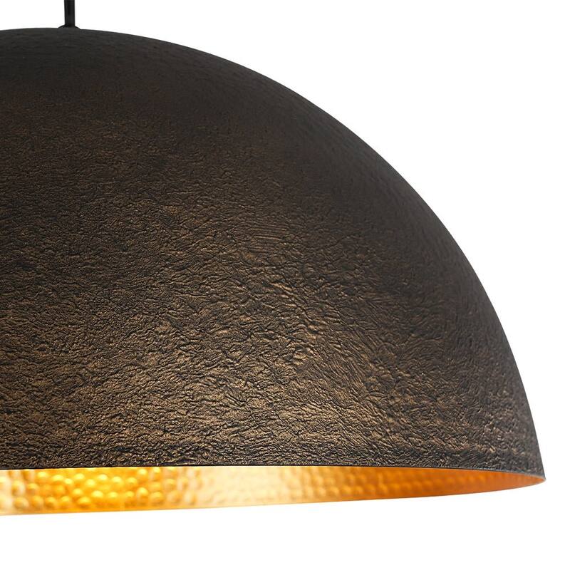 Industrial 1-Light Black Large Metal Dome Pendant Light Sprayed Gold - 15.7 inches