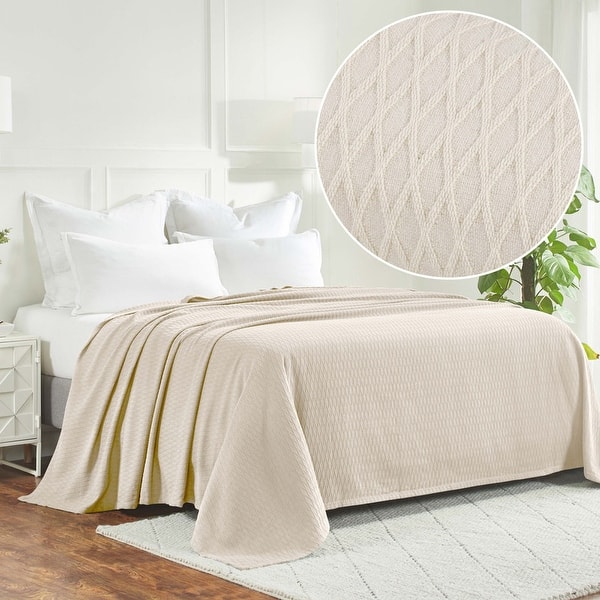 slide 2 of 6, Superior Diamond Weave All-Season Bedding Cotton Blanket California King - Ivory
