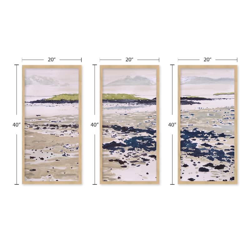 "Ethereal Shores" Set of Three Framed Textured Wall Art - Multi-Color