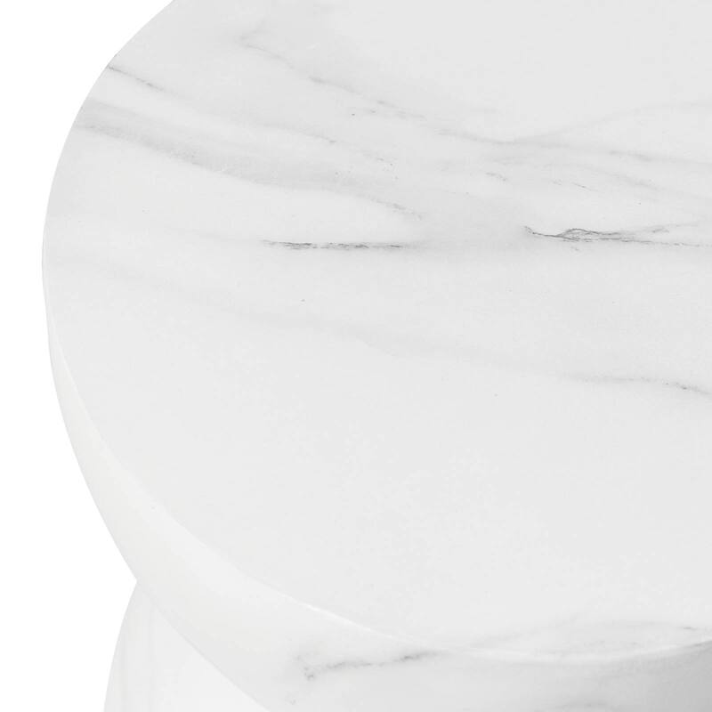 Sage 16-Inch Round Side Table in Fiberstone for Indoor and Outdoor Modern Weather Resistant End Table Hourglass Design
