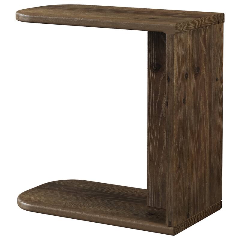 Solid Wood C-Shaped End Table, Sofa Couch Side Snack Accent Table, Living Room Bedroom Couch Table