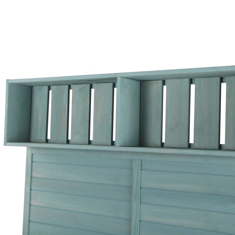 Roomfitters 65" Farmhouse Outdoor Potting Bench Table with 4 Storage Shelves and Side Hook