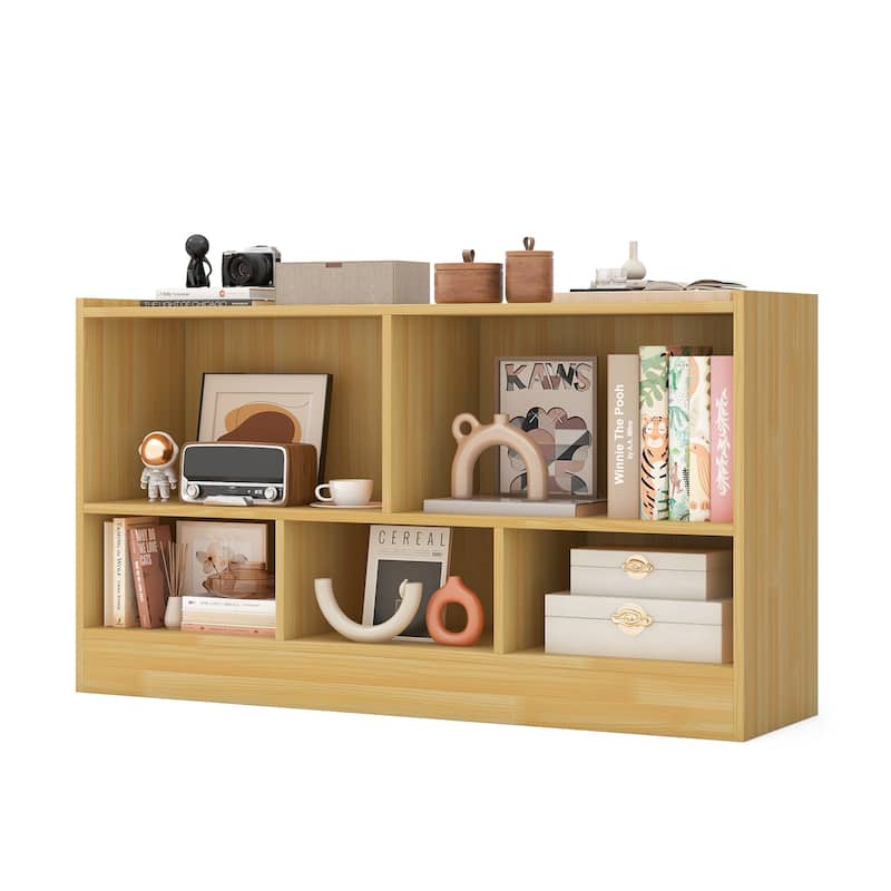 Kids Storage Cabinet with 5 Cubes and Display Shelf Bookcase Organizer for Bedroom and Playroom - 44" x 12" x 24" (L x W x H)
