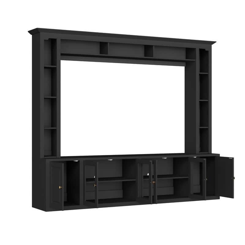 92" Modern 4-Piece Entertainment Center Wall Unit Media Console with Bookshelves for TVs Up to 80"
