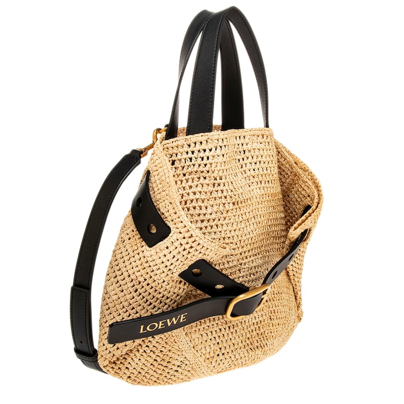 Loewe Mini Punch Hole Shopper in Raffia