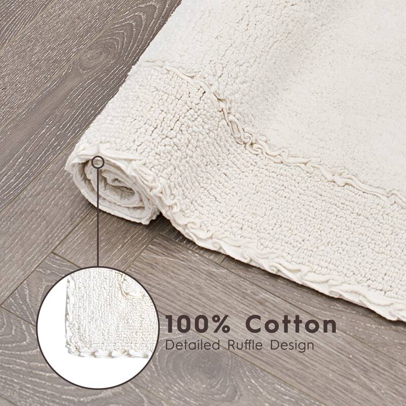 Laura Ashley Ruffle Border Pure Cotton Bath Rugs