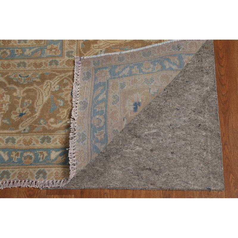 Traditional Mashad Persian Area Rug Handmade Floral Wool Carpet - 9'7" x 12'9"