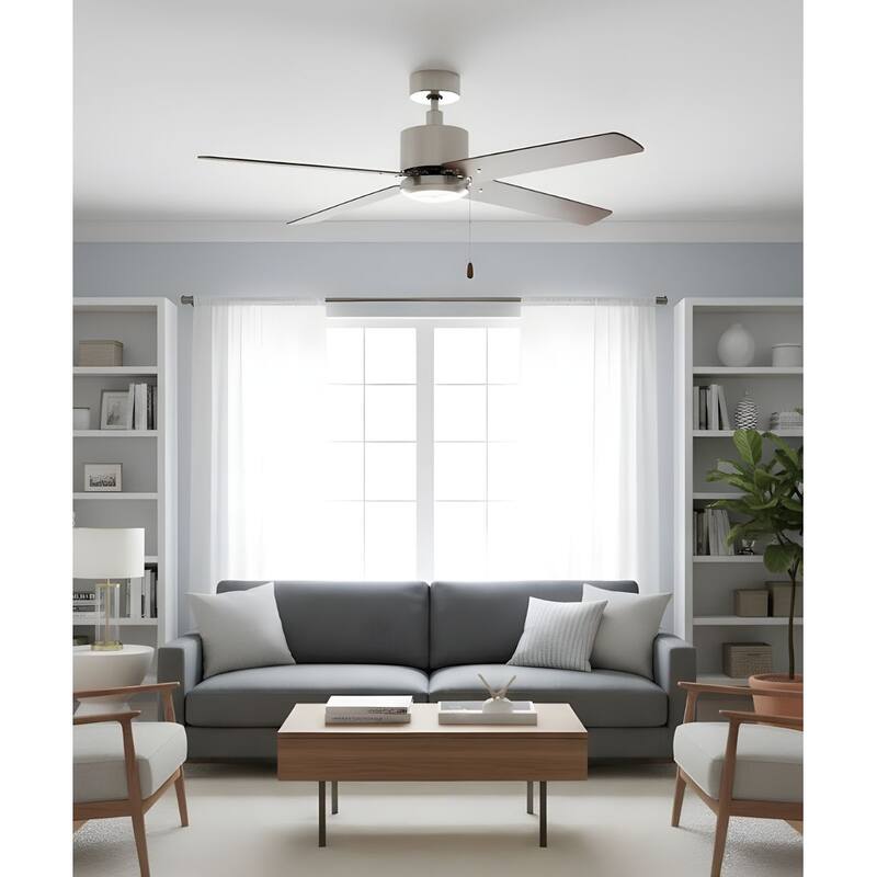 52" Aldea IV 4-Blade Ceiling Fan Brushed Nickel Finish and Walnut Blade Finish