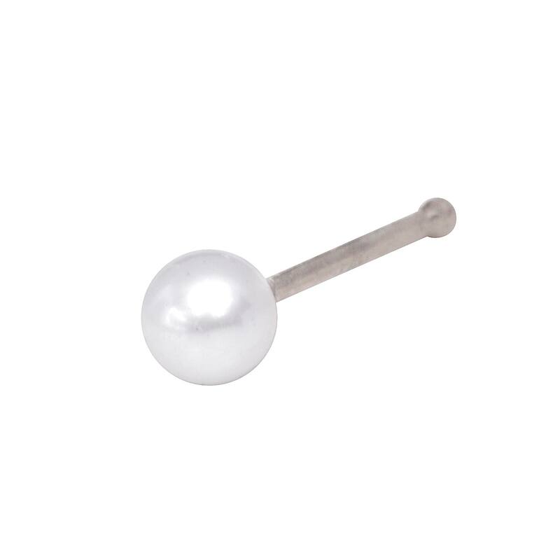 Curata Solid 14K Yellow or White Gold 3-mm 20 Gauge Genuine Freshwater Cultured Pearl Nose Stud