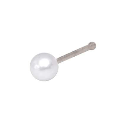 Curata Solid 14K Yellow or White Gold 3-mm 20 Gauge Genuine Freshwater Cultured Pearl Nose Stud