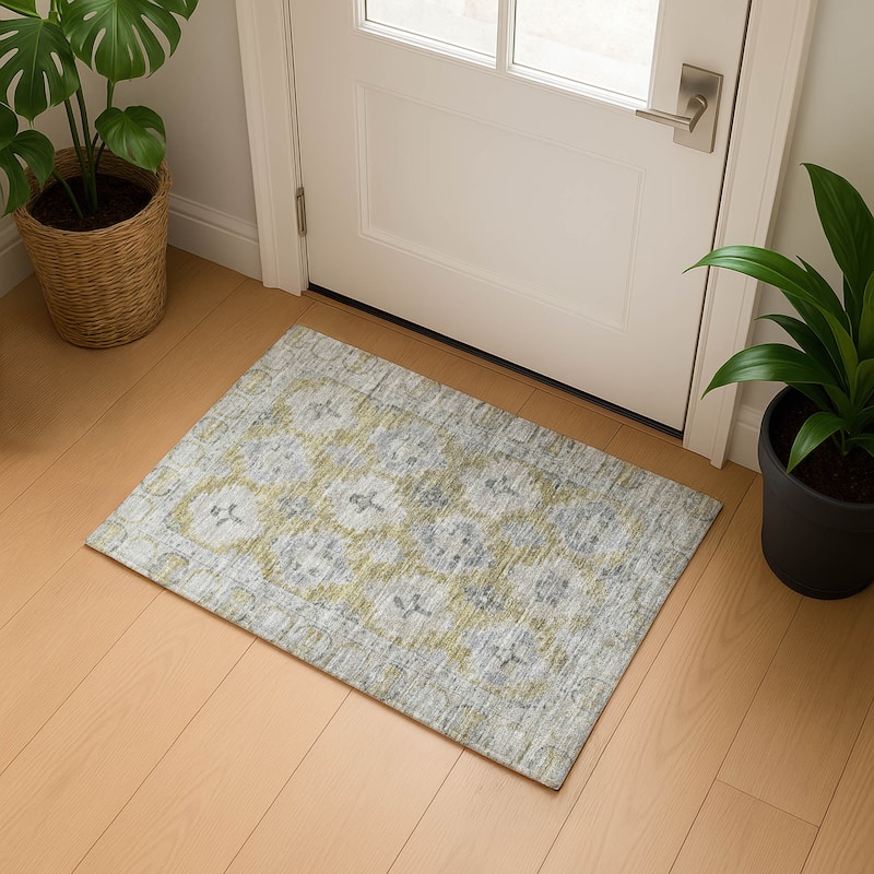 Premium Washable Super Soft Vintage Traditional Mayfield Rug - Wheat - 1'8" x 2'6"