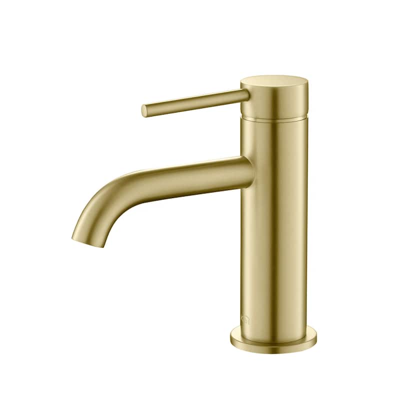 Lead Free Solid Brass Single Handle Bathroom Faucet with Water Hose - BrushGold