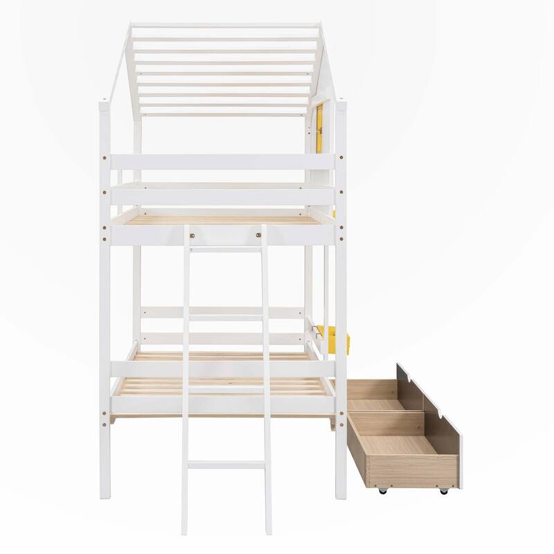 Twin over Twin Bunk Bed with 2 Drawers