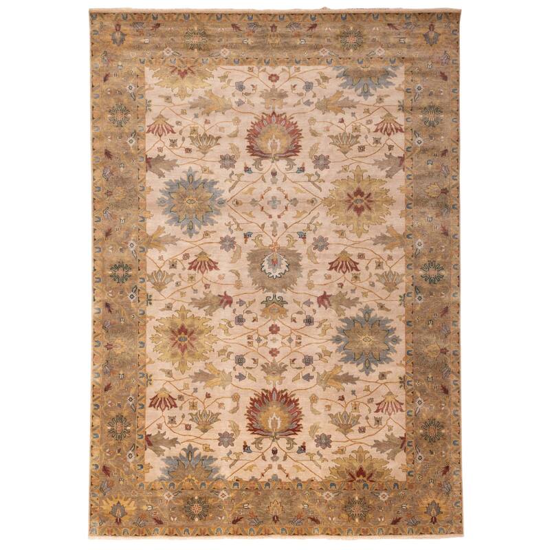 ECARPETGALLERY Hand-knotted Jules Serapi Beige, Ivory Wool Rug - 10'0 x 14'1