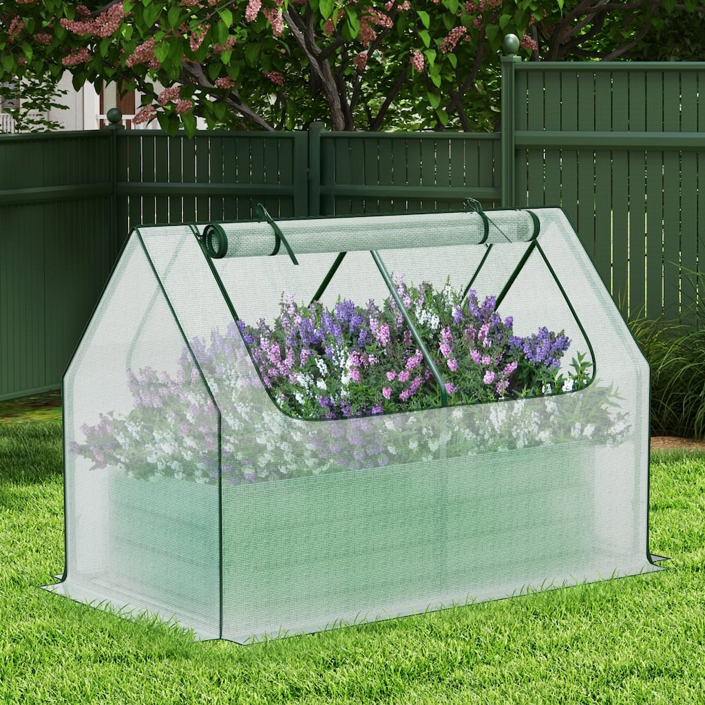 Aoodor Raised Garden Bed Kit with PE Cover, Screen Windows
