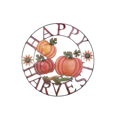 24" Pumpkin Wheel Wall Decor Happy Harvest