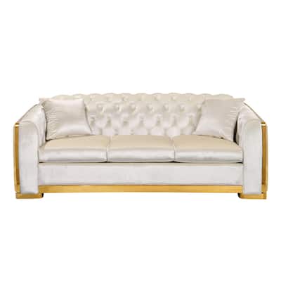 Velvet Luxury Chesterfield Sofa Set, 84 Inches Tufted 3 Seat Couch